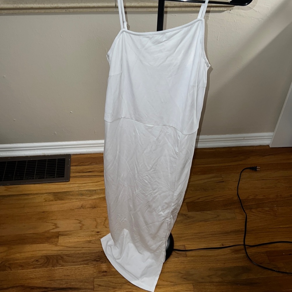 White mid-calf length dress